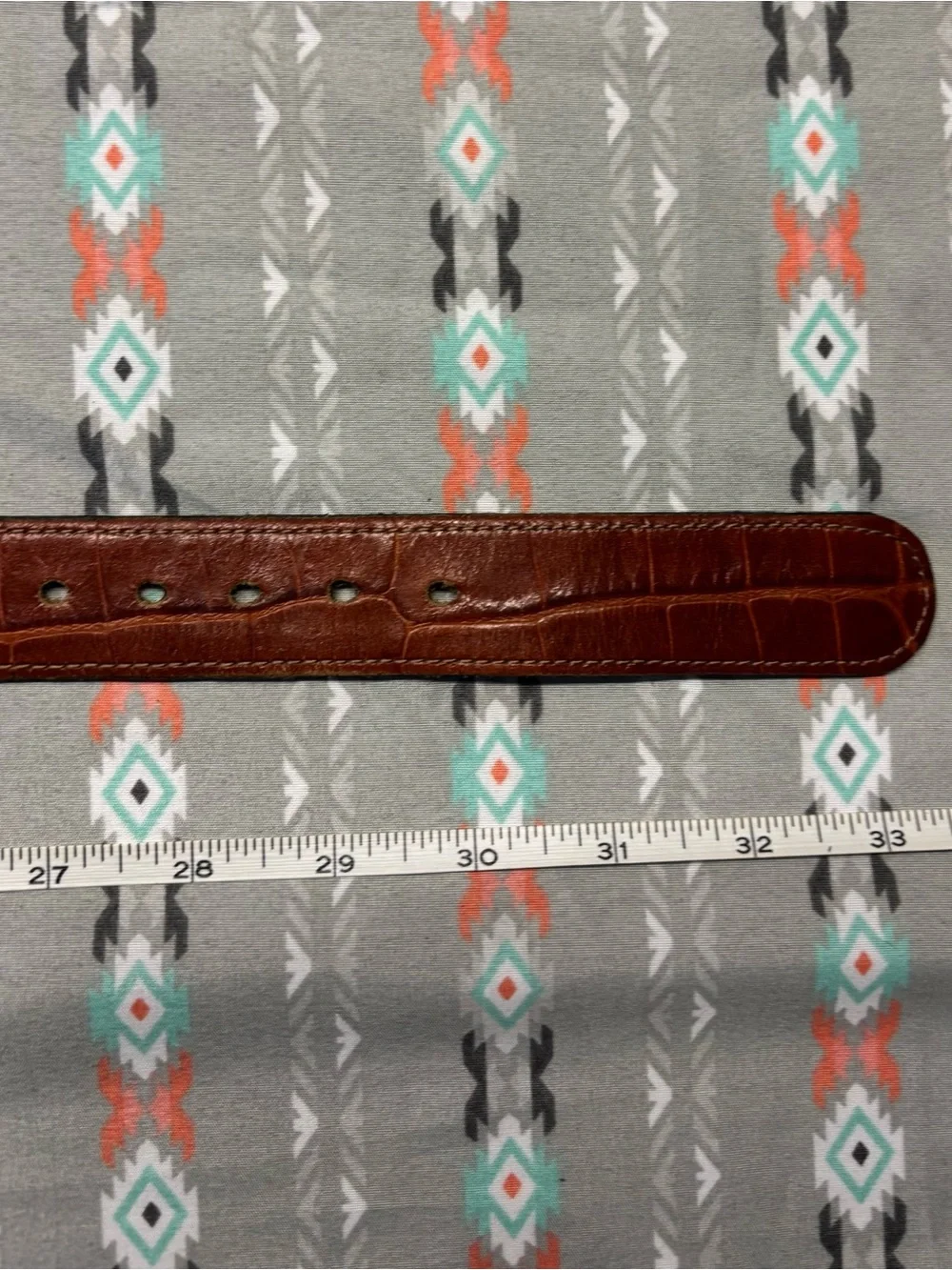🌀Vintage 80s Crocodile Brown Leather Belt - Picture 7 of 9
